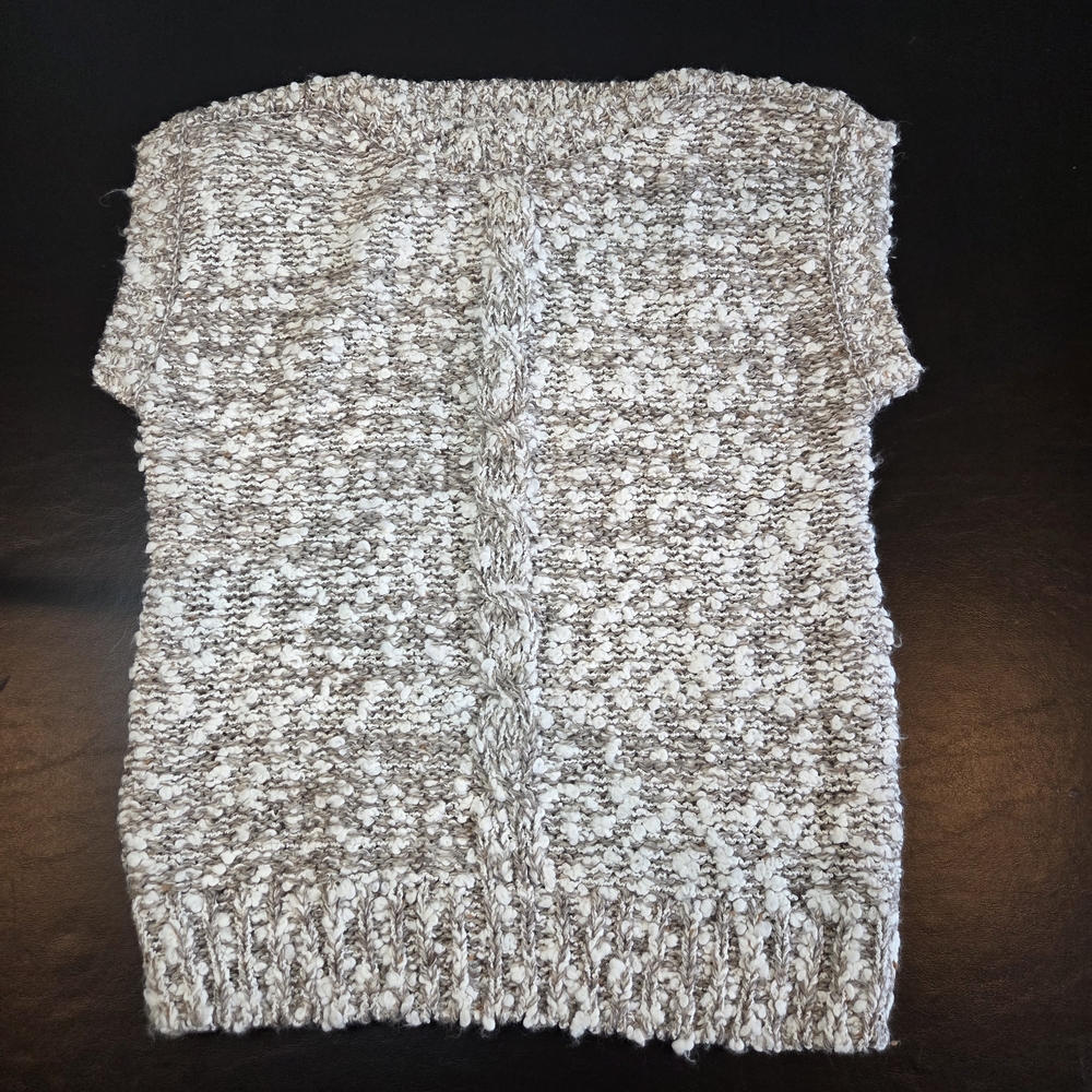 Vintage Braxton Brand Chunky Knit Sweater Vest Medium Cream Brown Marled Cable - Picture 4 of 10